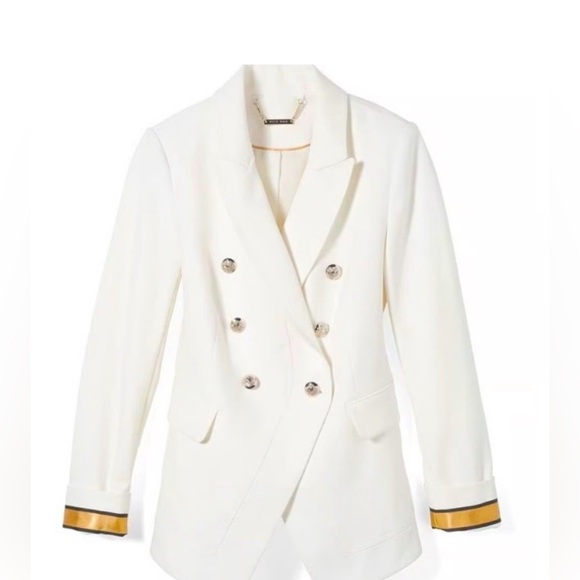 White House Black Market Jackets & Blazers - White House Black Market White/Ivory Double Breasted Blazer with Gold Trim(NWT)